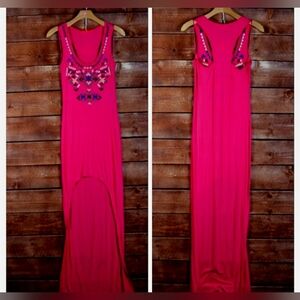 NWT Pink Embroidered Embellished High Low Dress, Size Medium